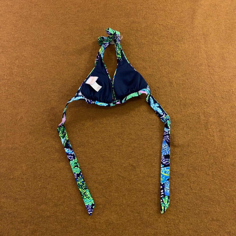 Stella Parker Womens Medium Blue Tropical Starfish Halter Triangle Bikini Top - Picture 2 of 5